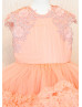 Ruffle Tulle Lace Appliques Flower Girl Dress